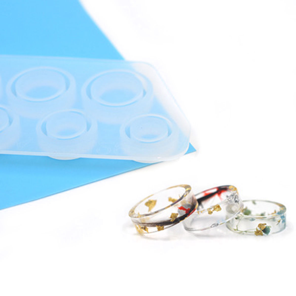 Picture of Silicone Resin Mold For Jewelry Making Finger Ring White Geometric 14.5cm x 6.4cm, 1 Piece