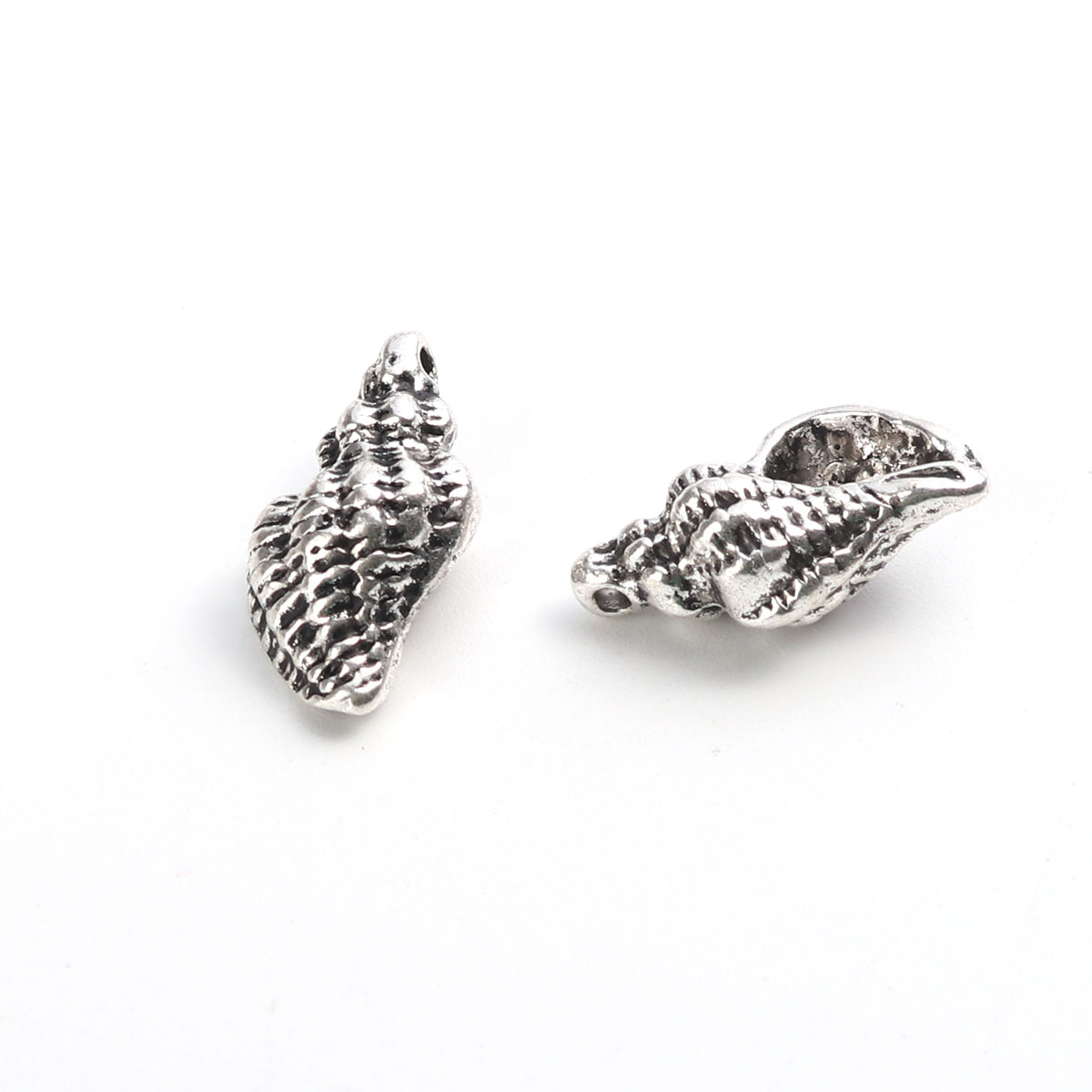 Picture of Zinc Based Alloy Spacer Beads Conch/ Sea Snail Antique Silver Color Enamel About 20mm x 11mm, Hole: Approx 1.5mm, 20 PCs