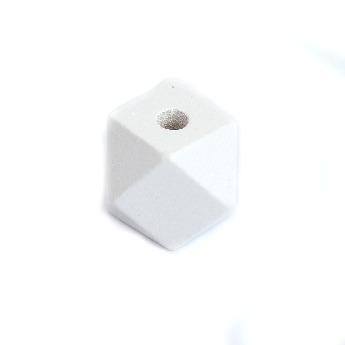 Picture of Natural Wood Spacer Beads Geometric White Faceted About 15mm x 15mm, Hole: Approx 3.5mm, 50 PCs