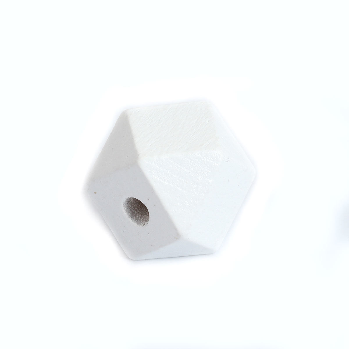 Picture of Natural Wood Spacer Beads Geometric White Faceted About 15mm x 15mm, Hole: Approx 3.5mm, 50 PCs