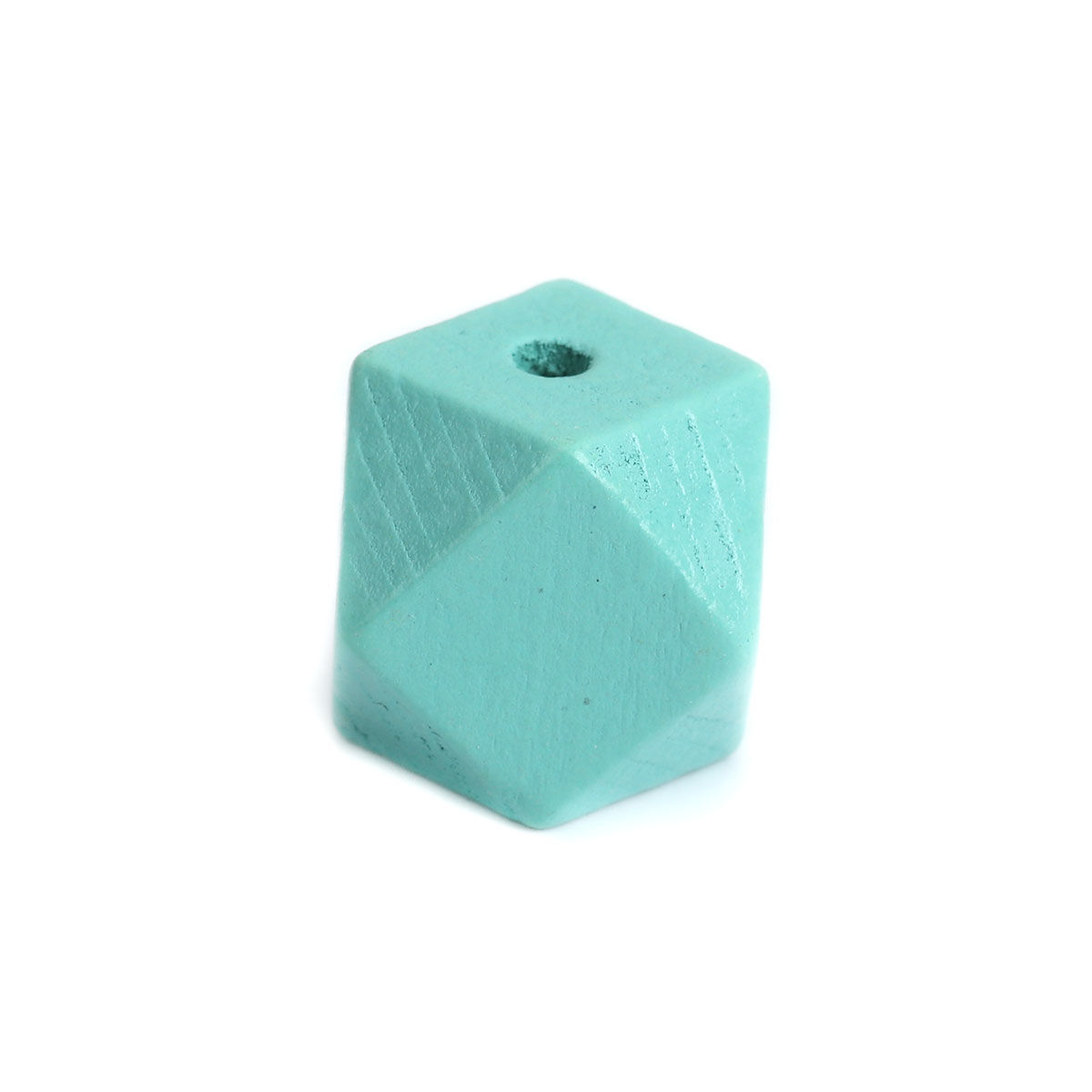 Picture of Natural Wood Spacer Beads Geometric Mint Green Faceted About 20mm x 20mm, Hole: Approx 3.4mm, 20 PCs