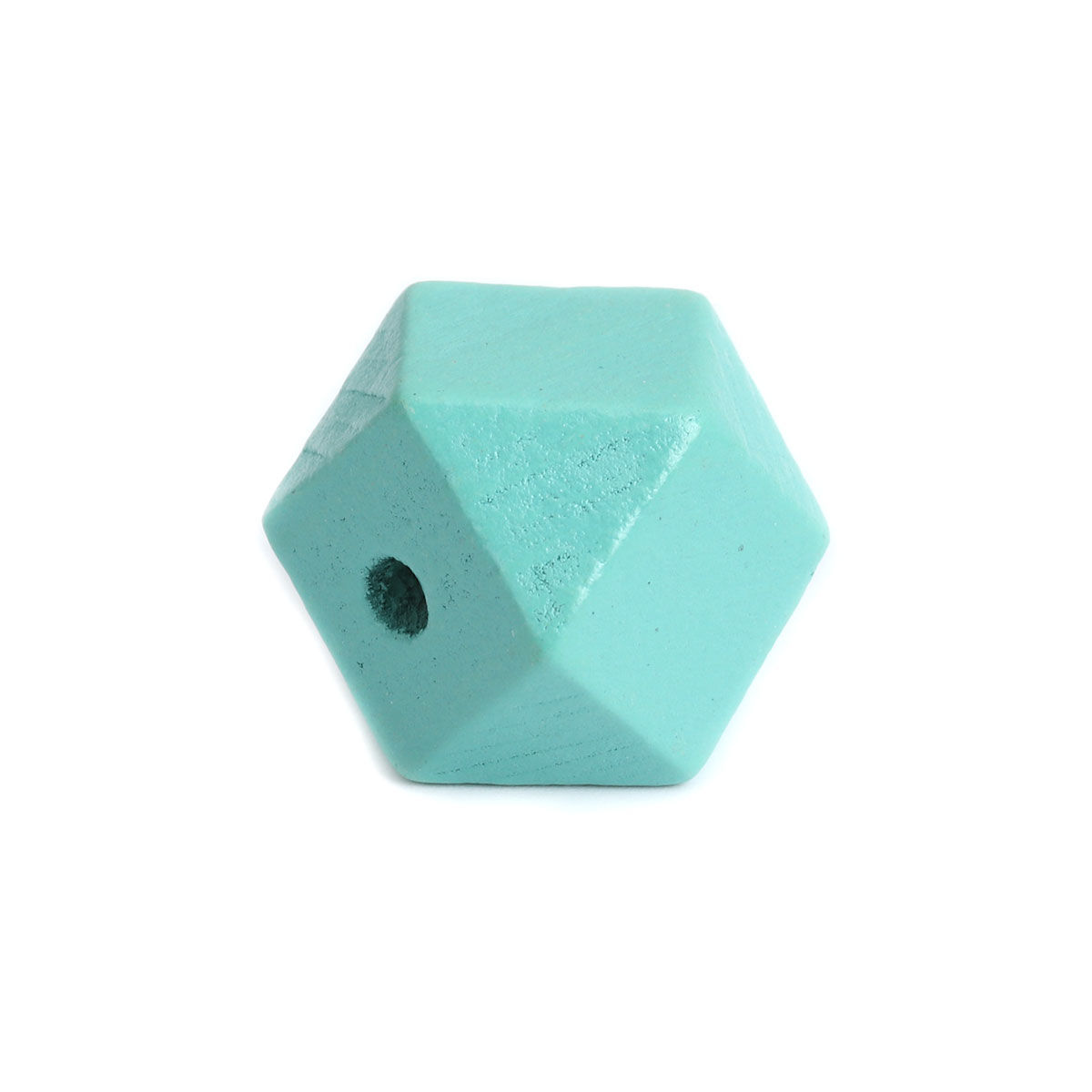 Picture of Natural Wood Spacer Beads Geometric Mint Green Faceted About 20mm x 20mm, Hole: Approx 3.4mm, 20 PCs