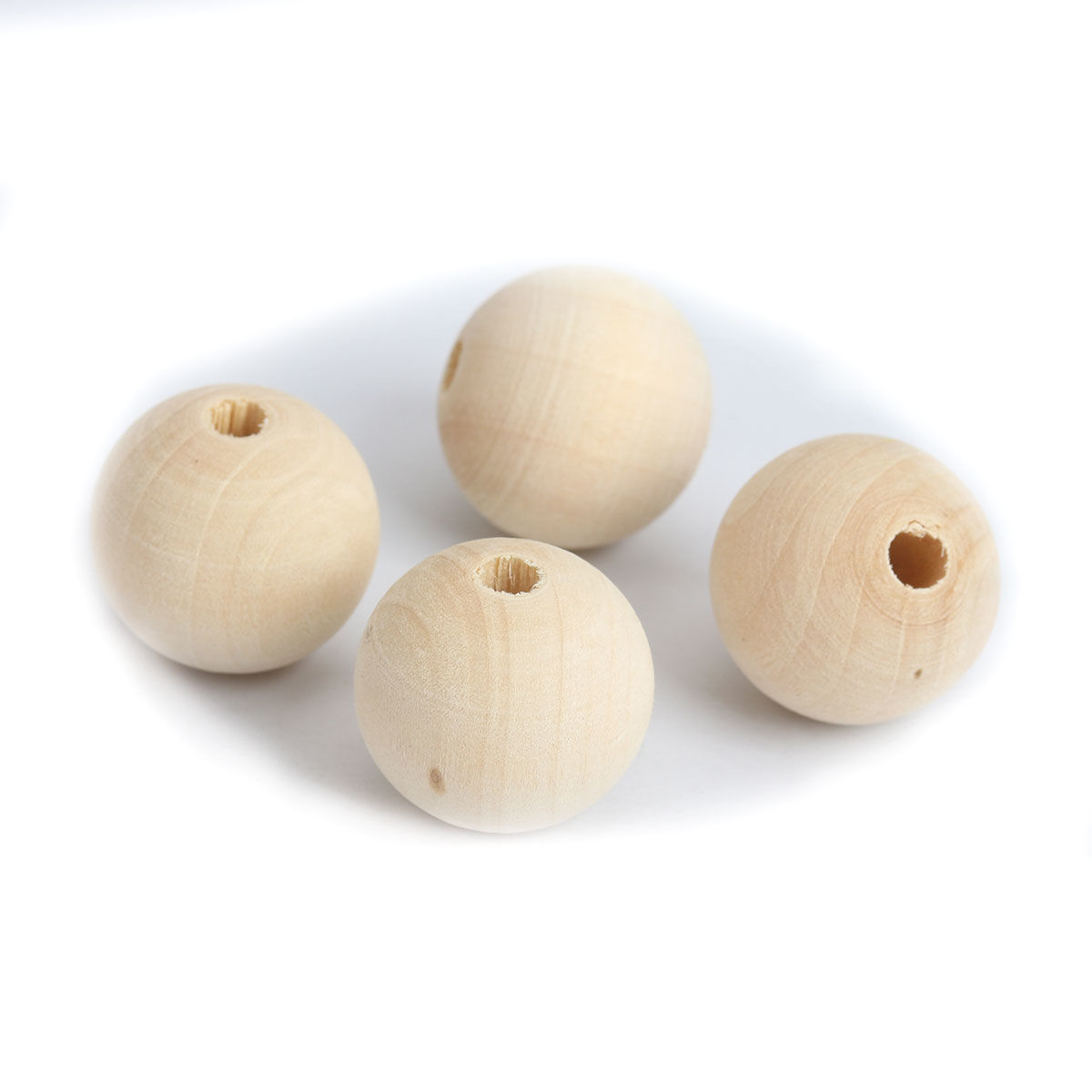 Imagen de Madera Hinoki Espaciador Cuentas Ronda Natural Aprox 22mm - 21mm Dia, Agujero: Aprox 4.7mm, 48 Unidades
