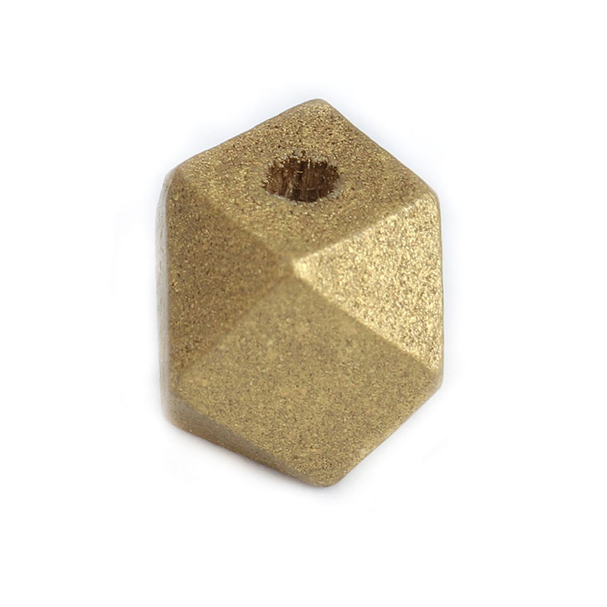 Imagen de 50 Unidades Madera Naturales Espaciador Cuentas Para Hacer Joyas De Bricolaje Cubo Dorado Facetas Aprox 12mm x 12mm, Agujero: Aprox 3mm
