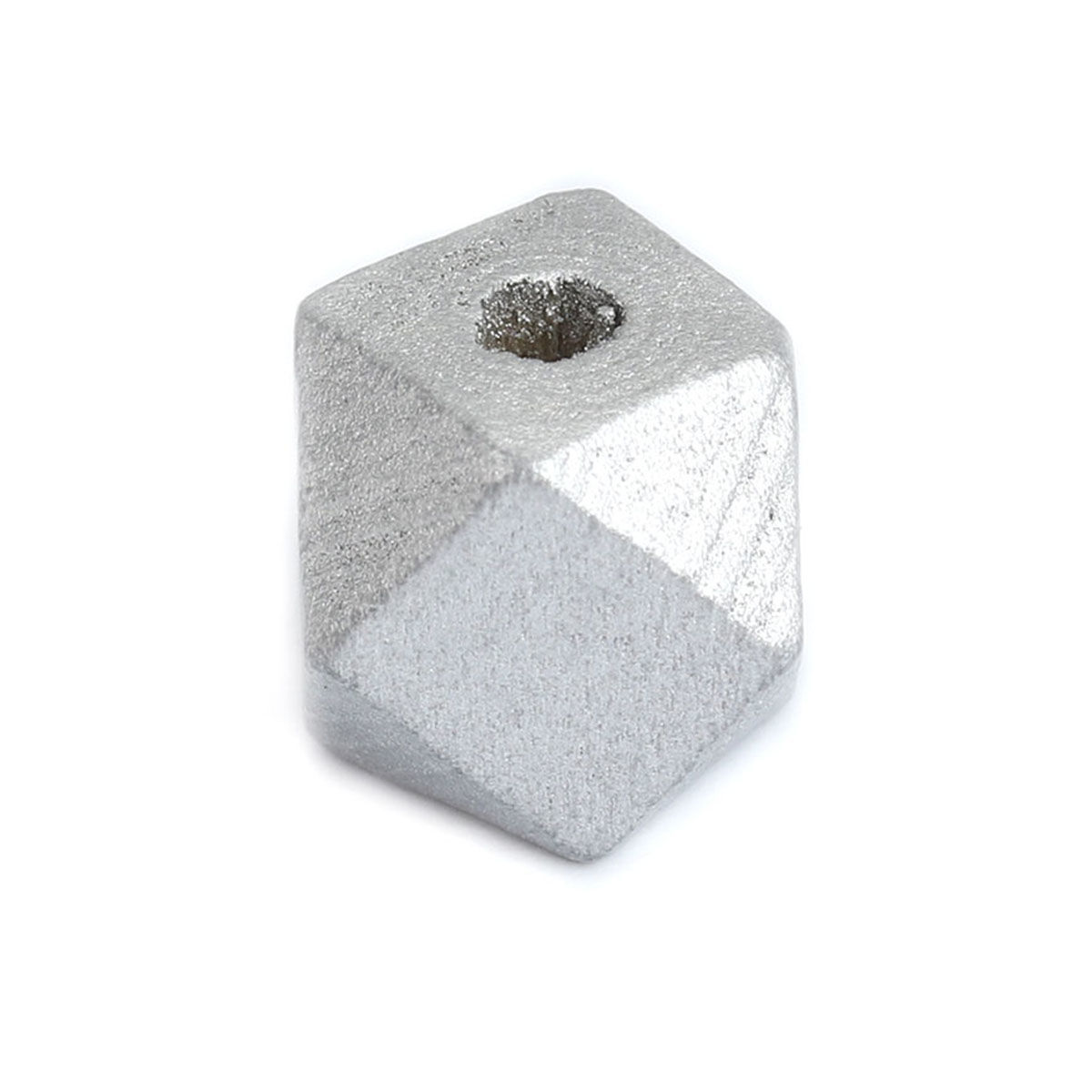 Imagen de Madera Espaciador Cuentas Geométrico Gris Plata Facetas Aprox 12mm x 12mm, Agujero: Aprox 3.1mm, 50 Unidades