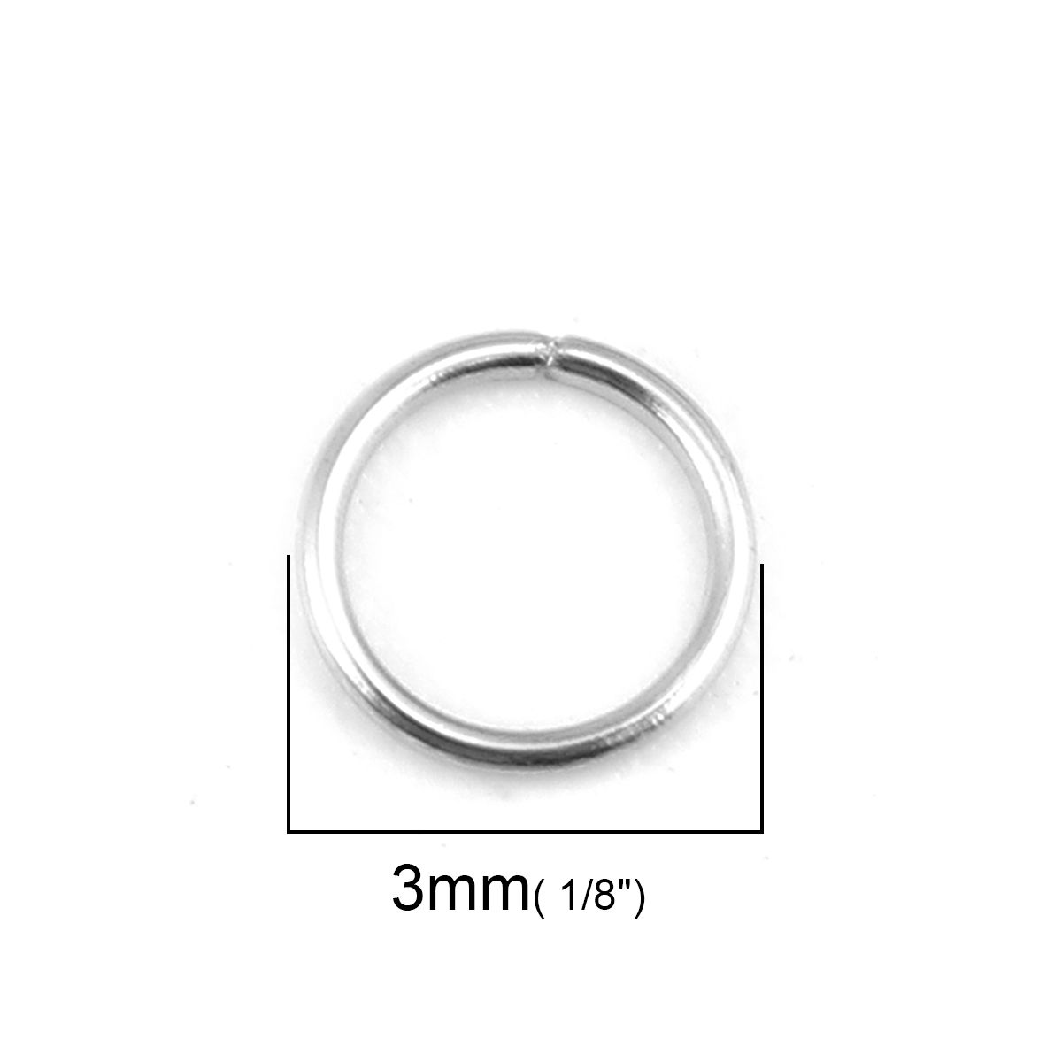 Picture of 1000 PCs 3.5mm Dia., 0.4mm(26 gauge) Stainless Steel Open Jump Rings Findings For Jewelry Making Silver Tone Round