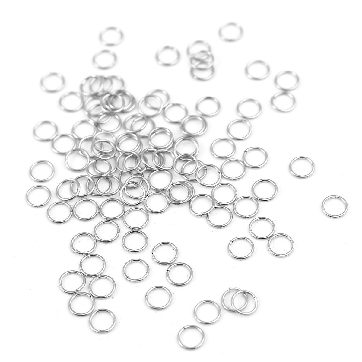 Picture of 1000 PCs 3.5mm Dia., 0.4mm(26 gauge) Stainless Steel Open Jump Rings Findings For Jewelry Making Silver Tone Round