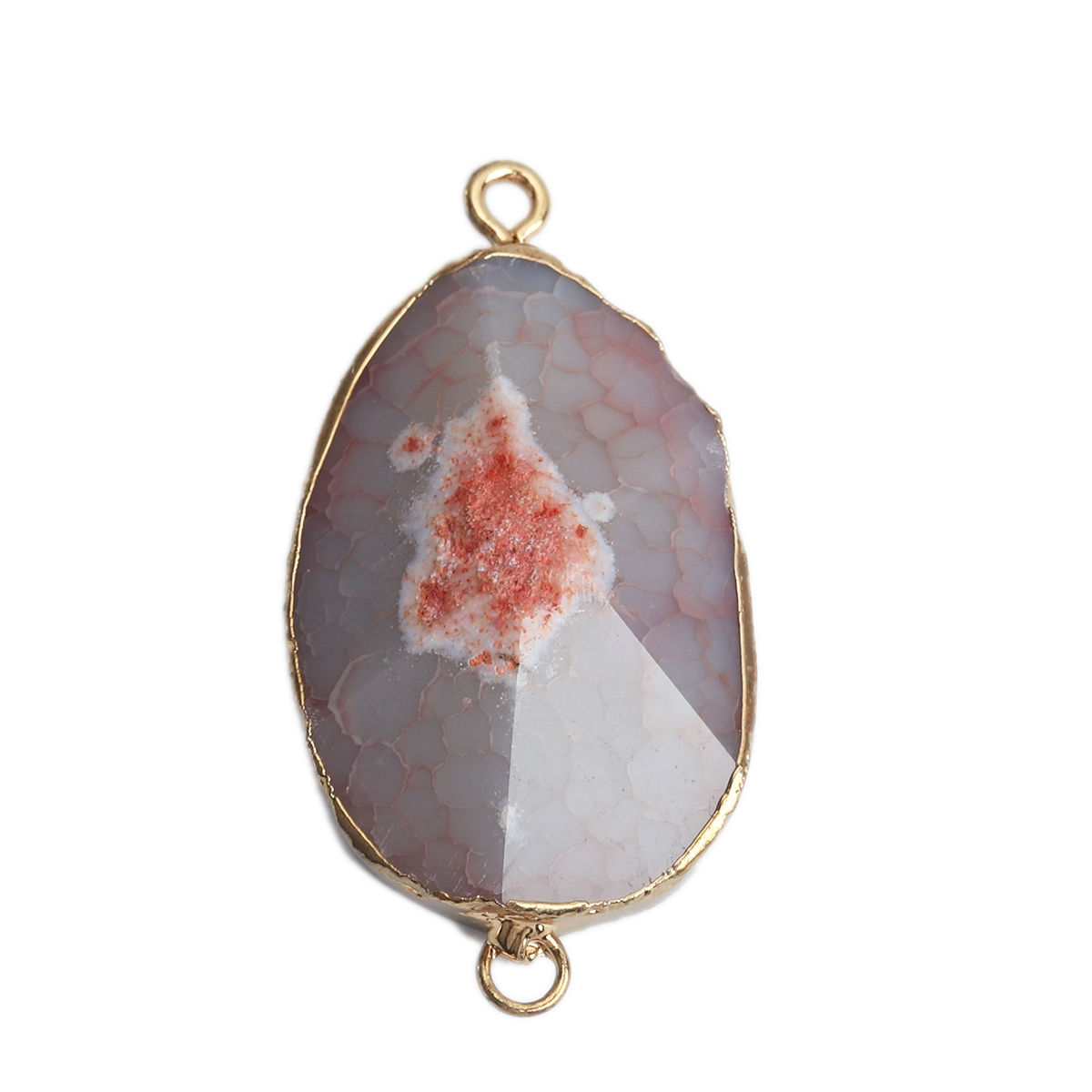 Bild von (Klasse A) Achat ( Natur ) Verbinder Tropfen Hellgrau 5cm x 2.6cm, 1 Stück