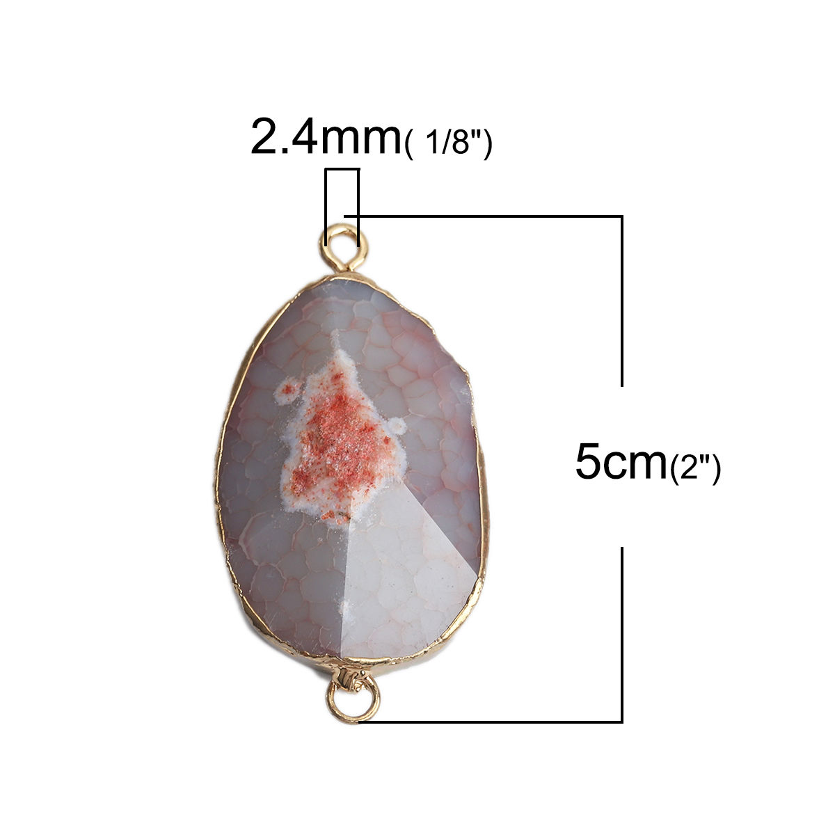 Bild von (Klasse A) Achat ( Natur ) Verbinder Tropfen Hellgrau 5cm x 2.6cm, 1 Stück