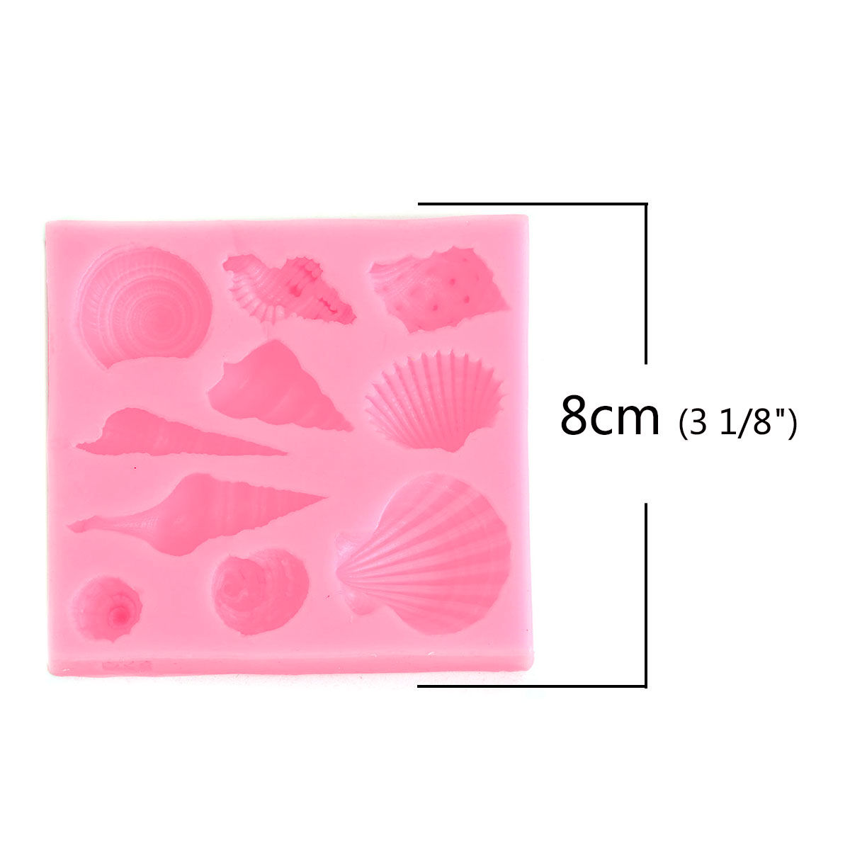 Picture of Silicone Resin Mold For Jewelry Making Rectangle Pink Shell 8cm x 7.5cm, 1 Piece