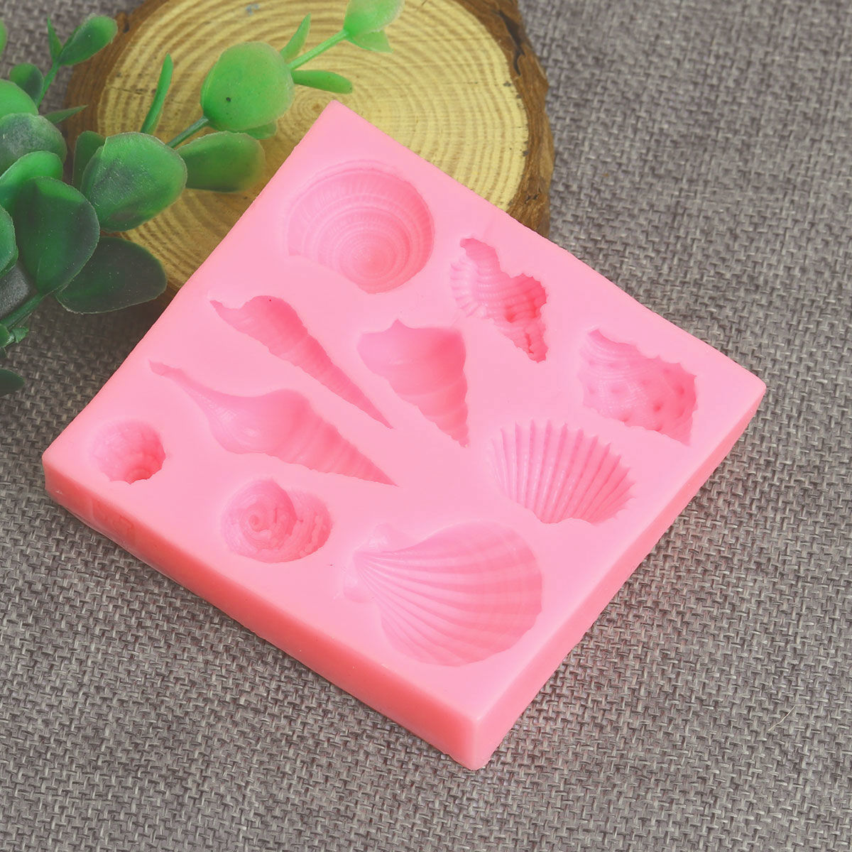 Picture of Silicone Resin Mold For Jewelry Making Rectangle Pink Shell 8cm x 7.5cm, 1 Piece
