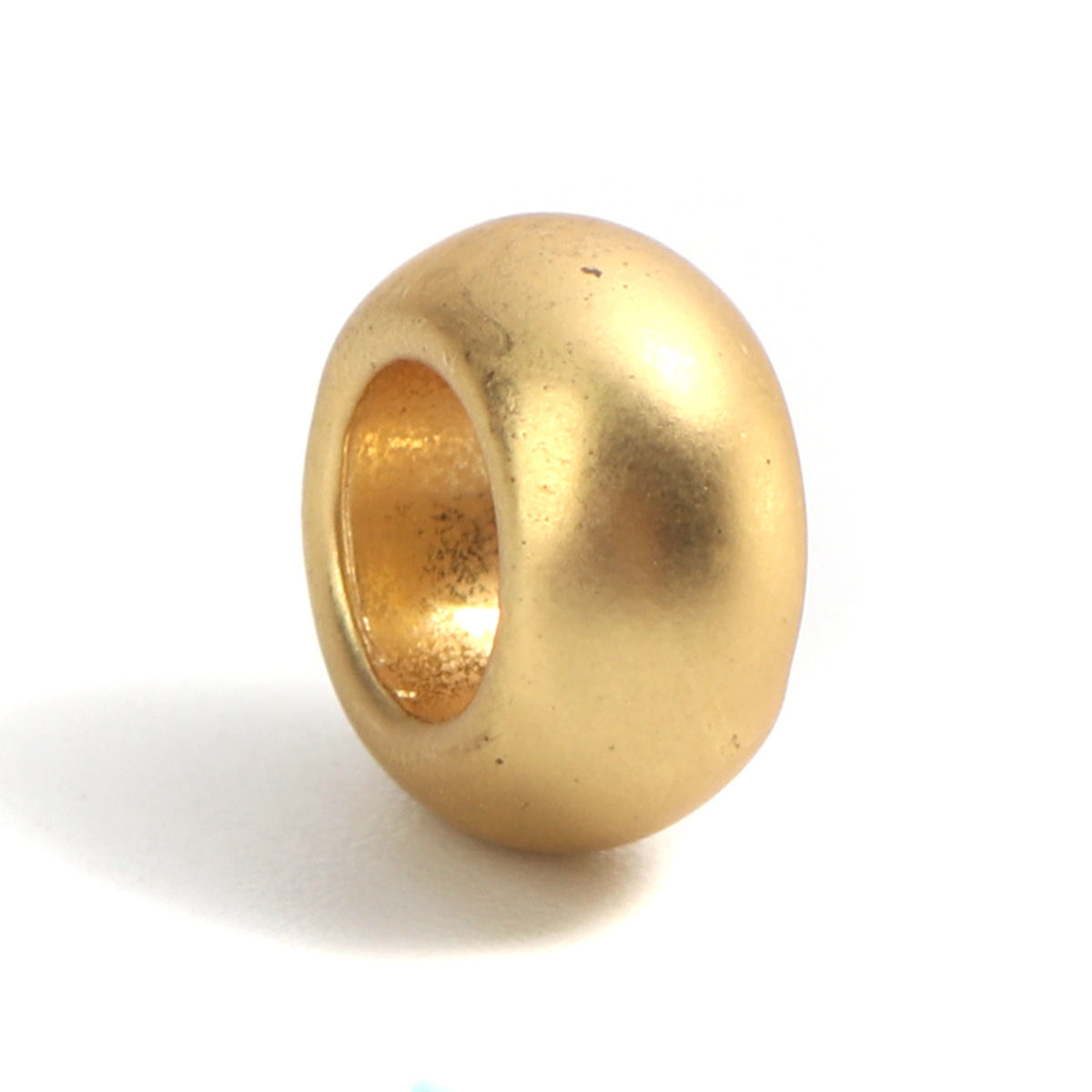 Picture of Zinc Based Alloy Spacer Beads Round Matt Gold About 10mm Dia., Hole: Approx 5.6mm, 10 PCs