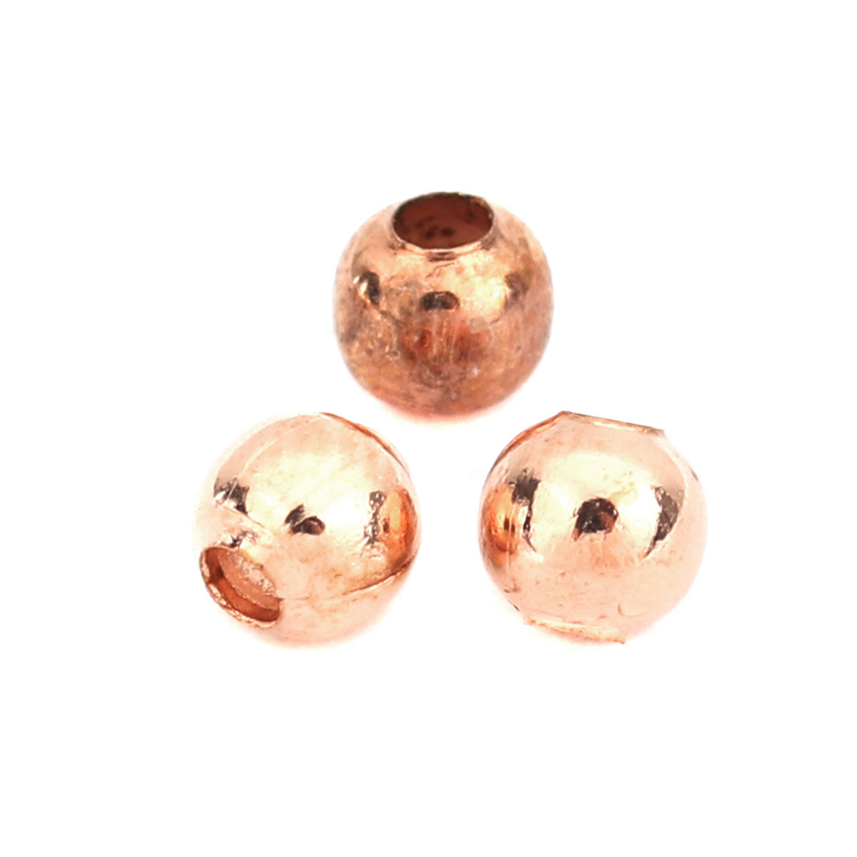 Picture of Iron Based Alloy Spacer Beads Round Rose Gold About 4mm Dia., Hole: Approx 1.7mm, 1000 PCs