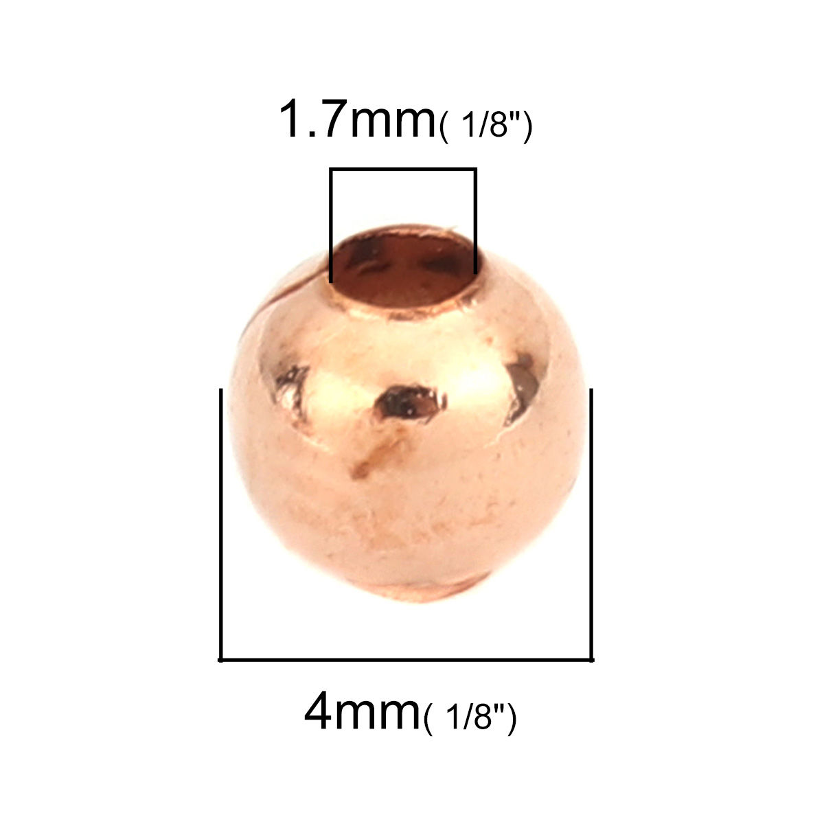 Picture of Iron Based Alloy Spacer Beads Round Rose Gold About 4mm Dia., Hole: Approx 1.7mm, 1000 PCs