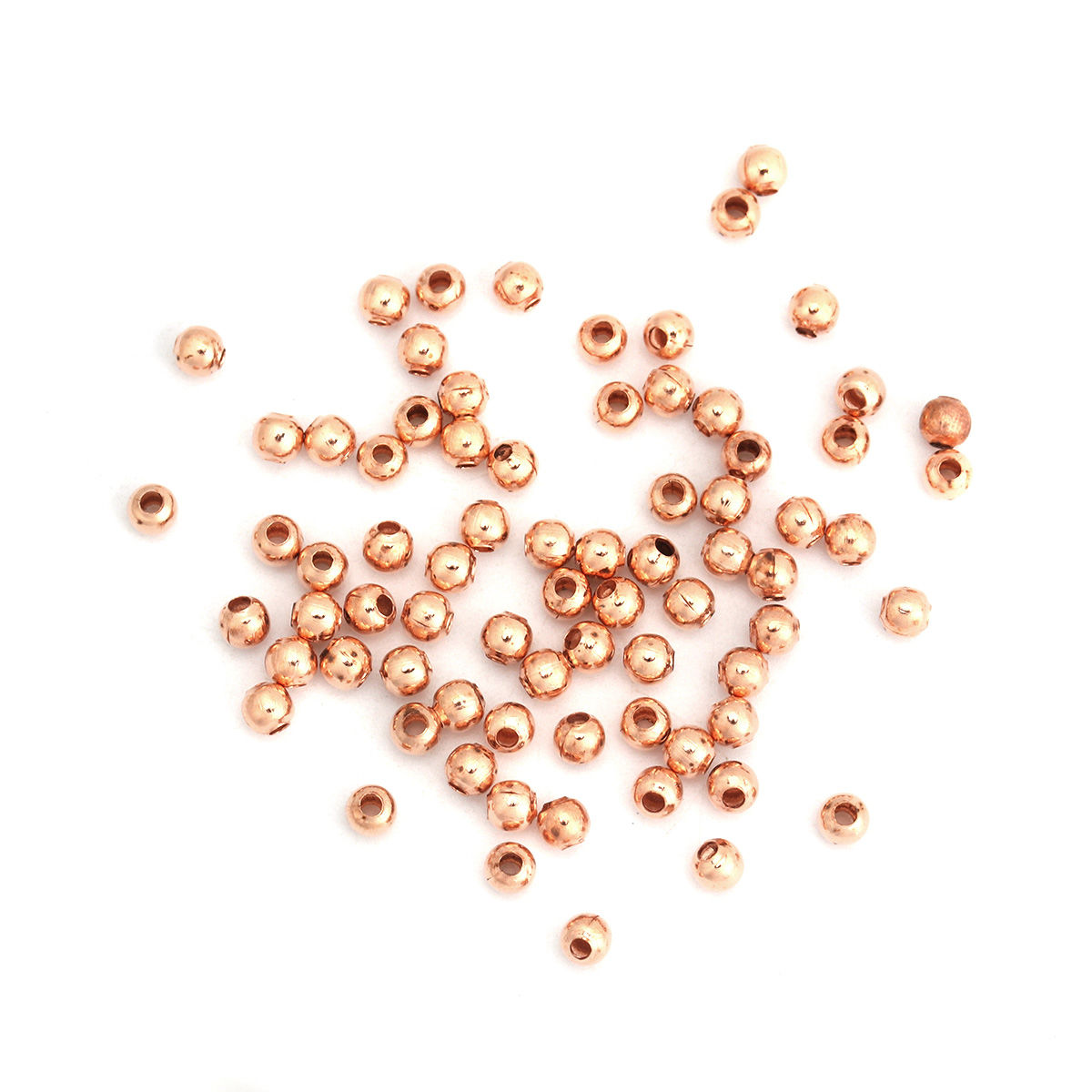 Picture of Iron Based Alloy Spacer Beads Round Rose Gold About 4mm Dia., Hole: Approx 1.7mm, 1000 PCs