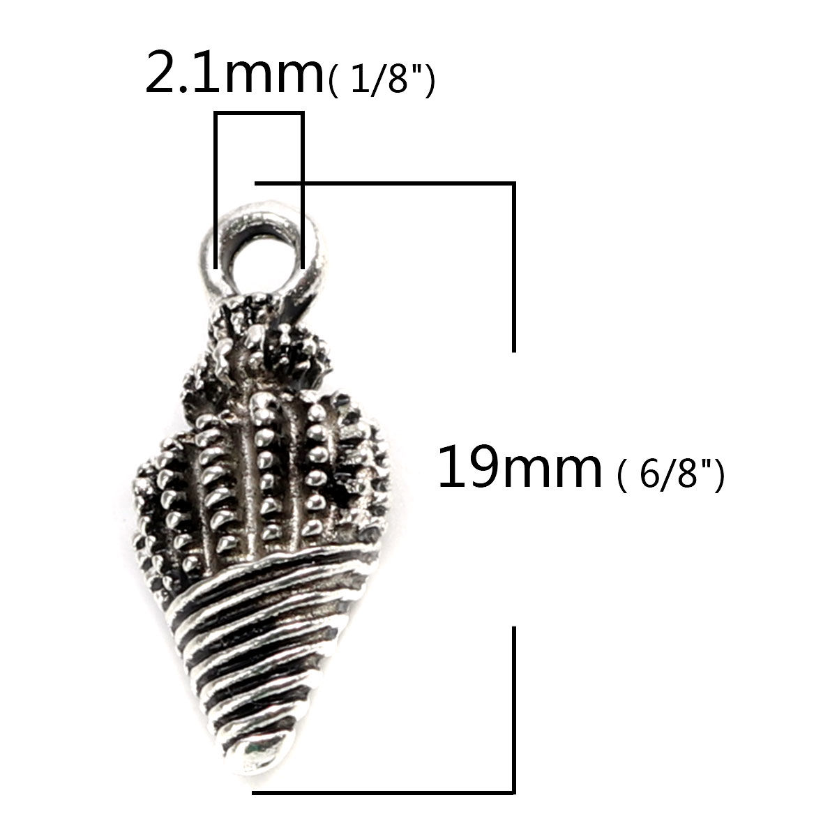 Picture of Zinc Based Alloy Ocean Jewelry Charms Conch/ Sea Snail Antique Silver Color 19mm x 9mm, 30 PCs