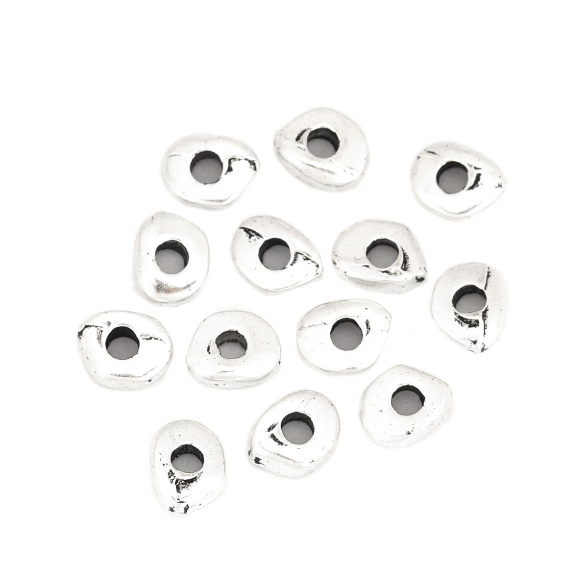 Picture of Zinc Based Alloy Beads Irregular Antique Silver Color About 7mm x 6mm, Hole: Approx 2.1mm, 100 PCs