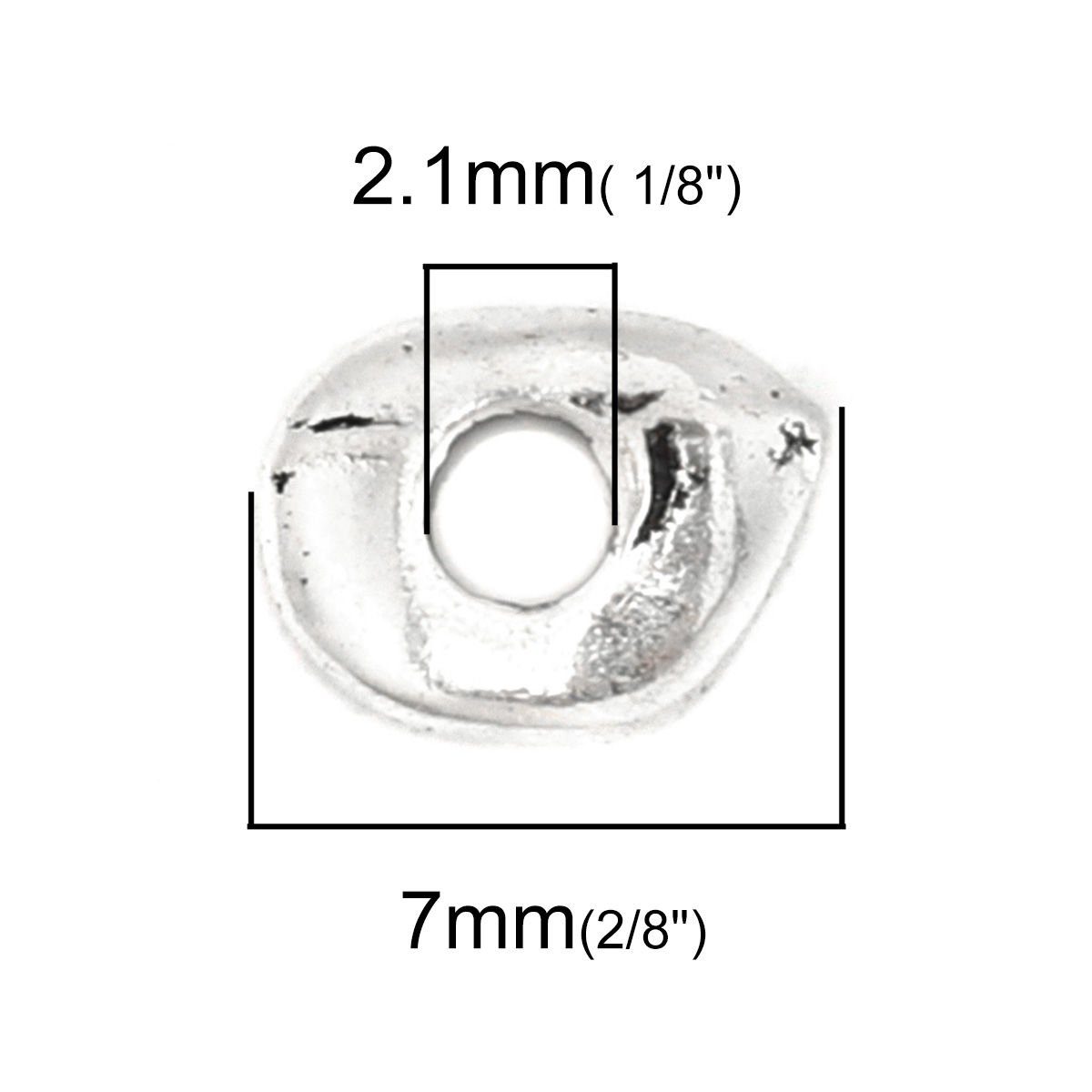 Picture of Zinc Based Alloy Beads Irregular Antique Silver Color About 7mm x 6mm, Hole: Approx 2.1mm, 100 PCs