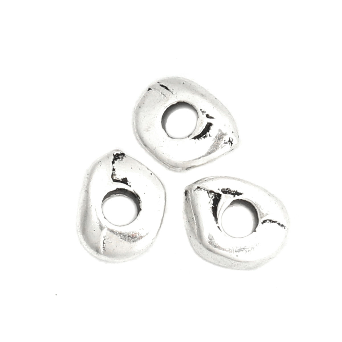 Picture of Zinc Based Alloy Beads Irregular Antique Silver Color About 7mm x 6mm, Hole: Approx 2.1mm, 100 PCs