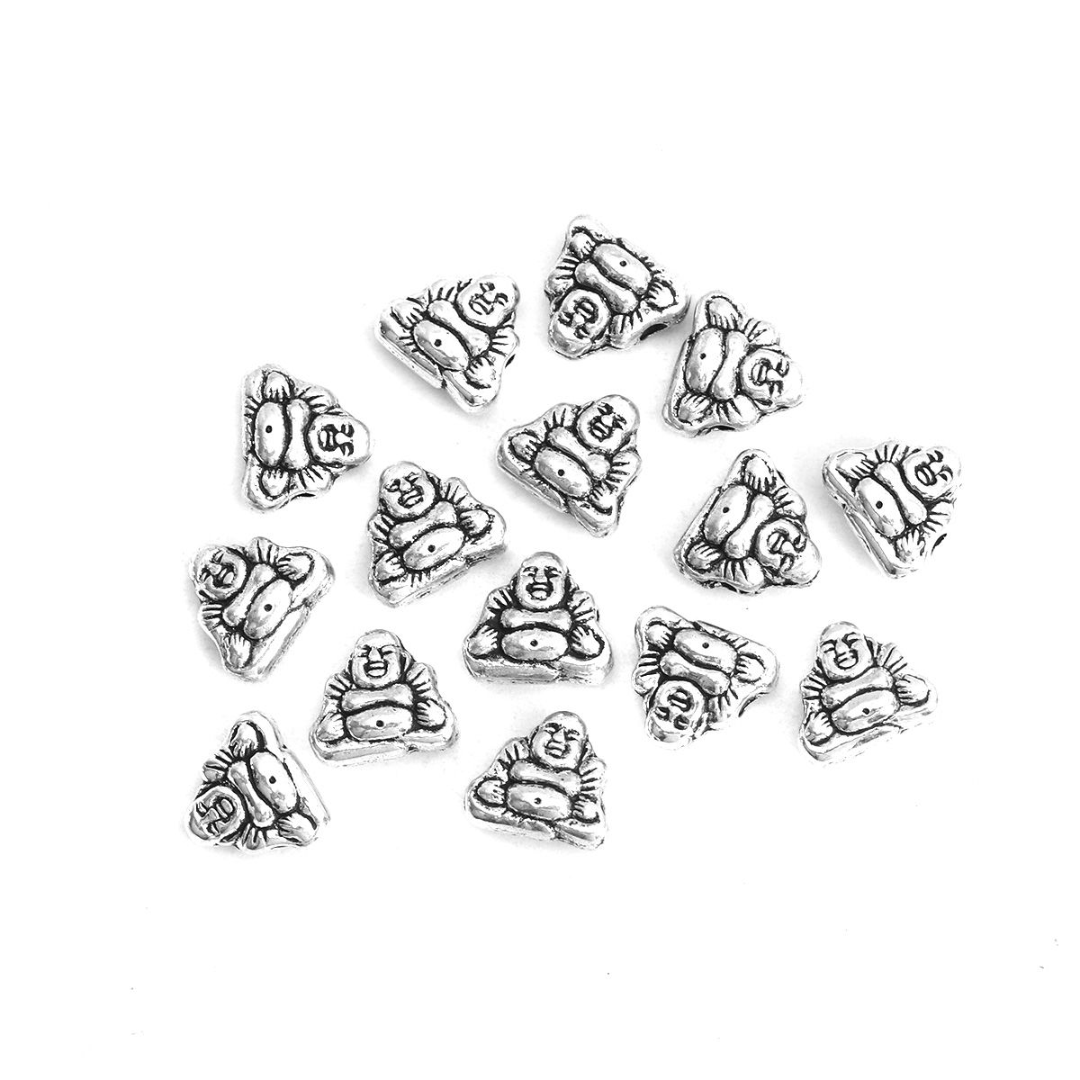 Imagen de Zamak Cuentas Maitreya Plata Antigua Aprox 9mm x 8mm, Agujero: Aprox 1.5mm, 100 Unidades