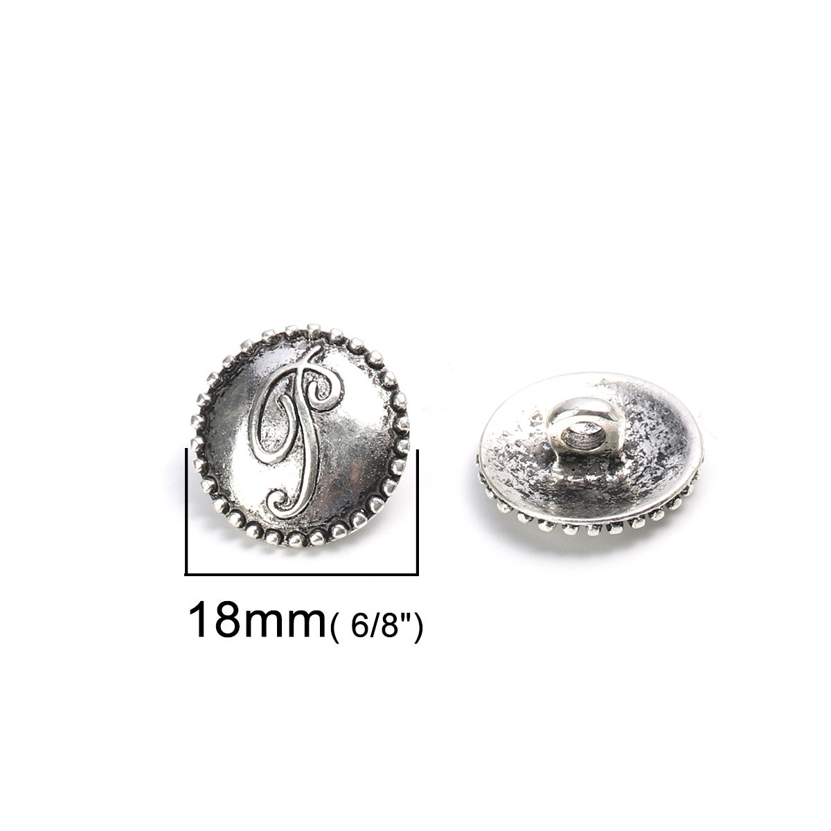 Picture of Zinc Based Alloy Sewing Shank Buttons Round Antique Silver Color 18mm Dia., 10 PCs