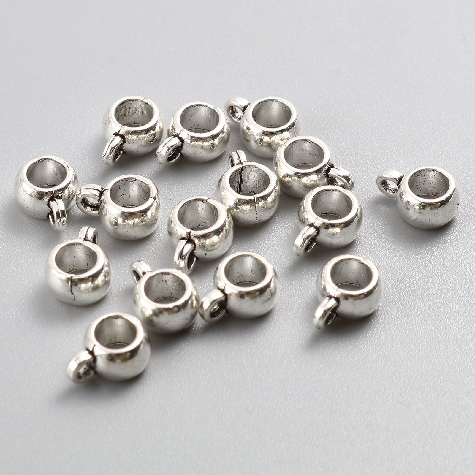 Imagen de Zamak Bails Cuentas Cilíndrico Argentado 9mm x 4mm, 100 Unidades