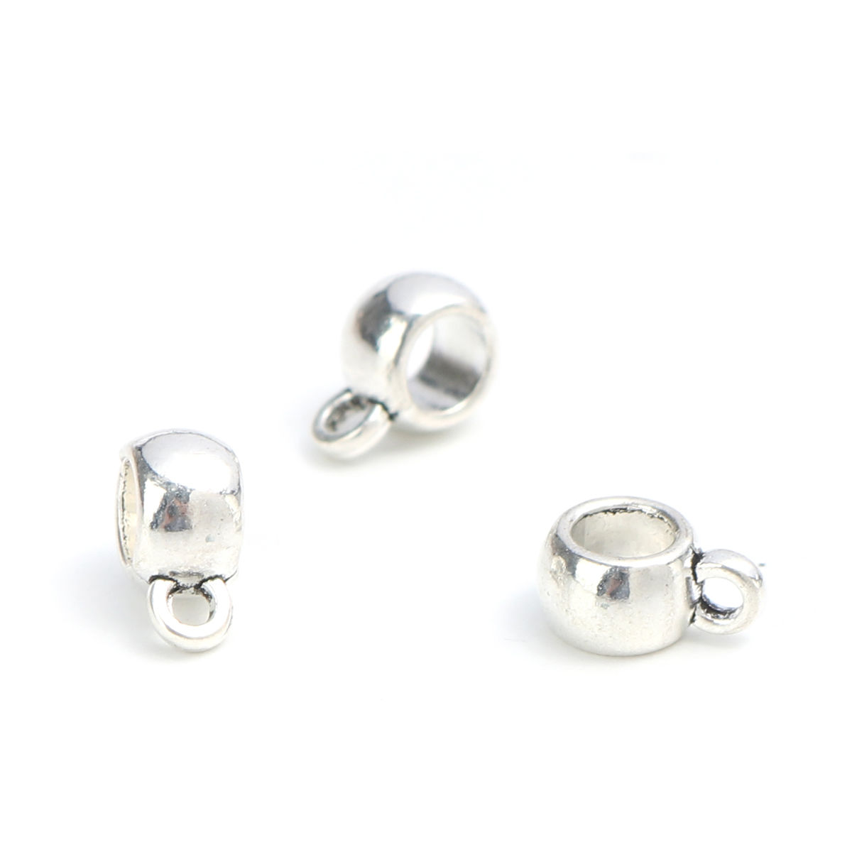 Imagen de Zamak Bails Cuentas Cilíndrico Argentado 9mm x 4mm, 100 Unidades