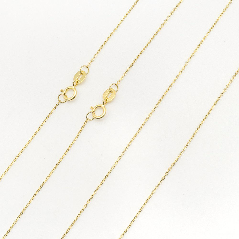 Picture of Sterling Silver Link Cable Chain Necklace Gold Plated 45.7cm(18") long, 1 Piece