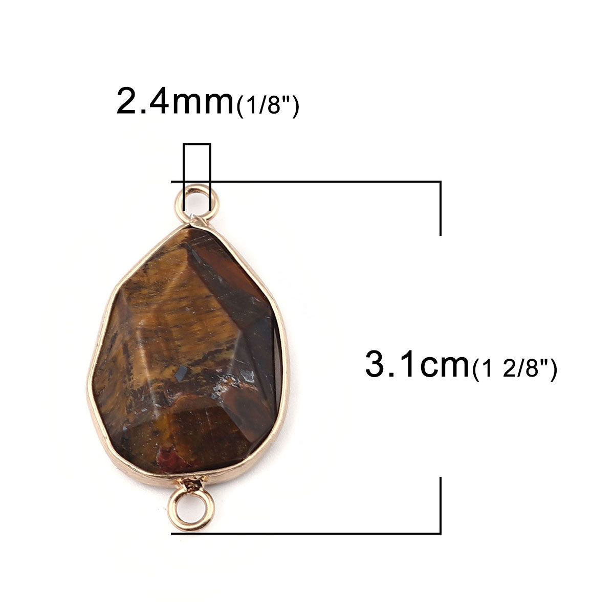 Bild von (Klasse A) Tigerauge ( Natur ) Verbinder Tropfen Kaffeebraun 3.1cm x 1.7cm, 1 Stück