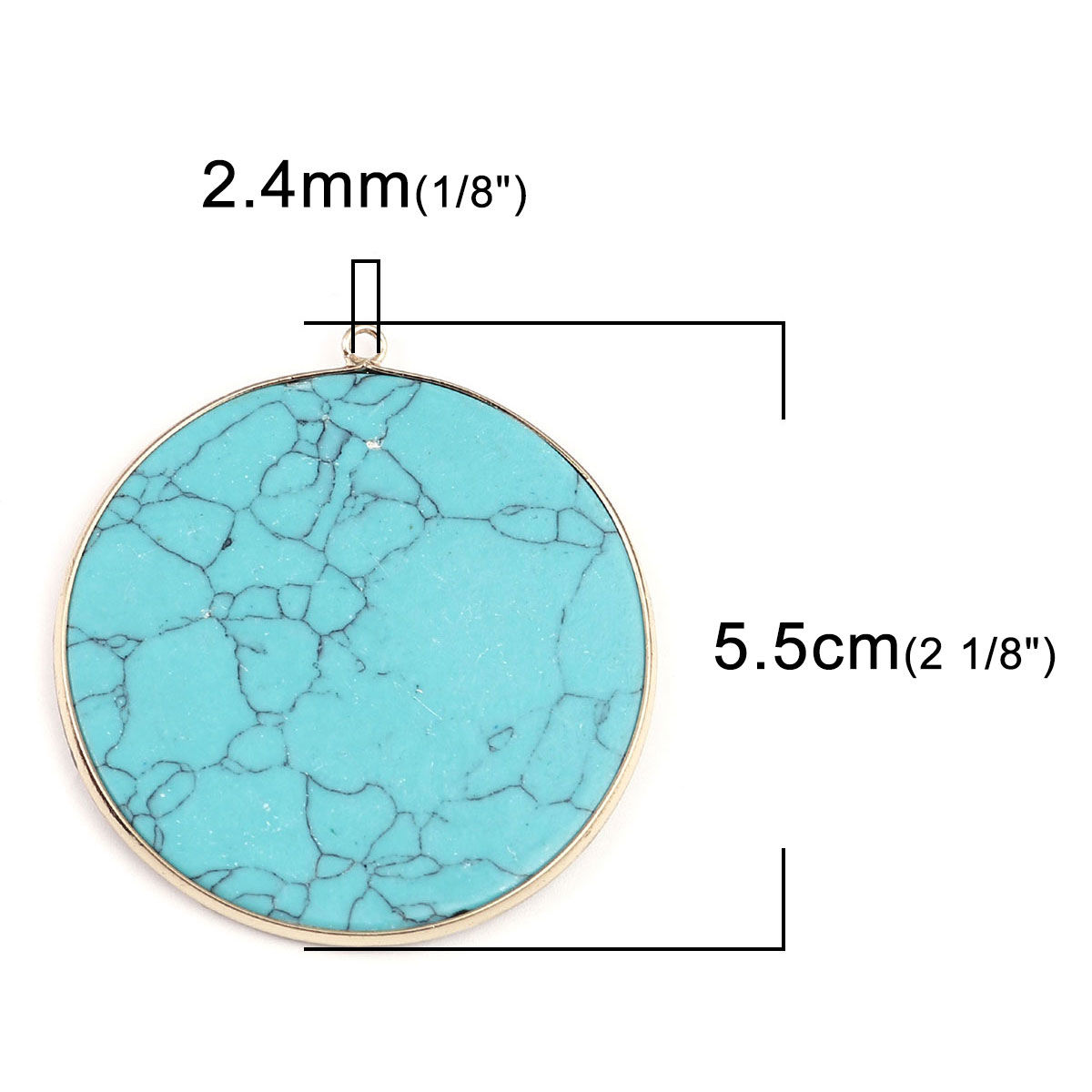 Bild von (Klasse A) Türkis ( Natur ) Anhänger Rund Vergoldet Blau Spalte 5.5cm x 5.1cm, 1 Stück