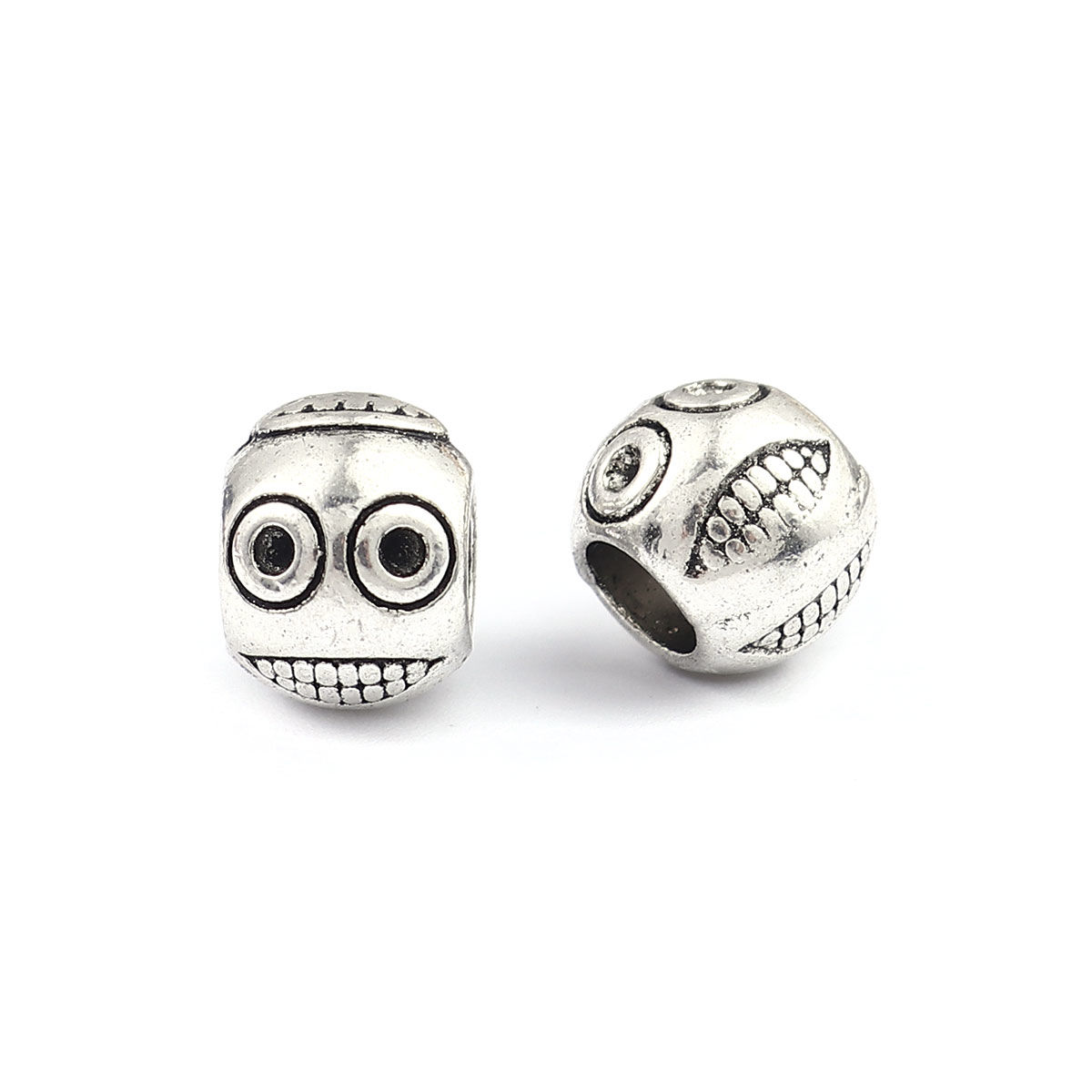Picture of Zinc Based Alloy Spacer Beads Human Head Antique Silver Color (Can Hold ss4 Pointed Back Rhinestone) About 10mm x 8mm, Hole: Approx 4.6mm, 50 PCs