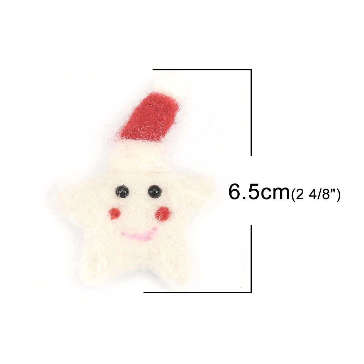 Picture of Wool For DIY & Craft White White Star Smile 6.5cm x 4.5cm, 2 PCs