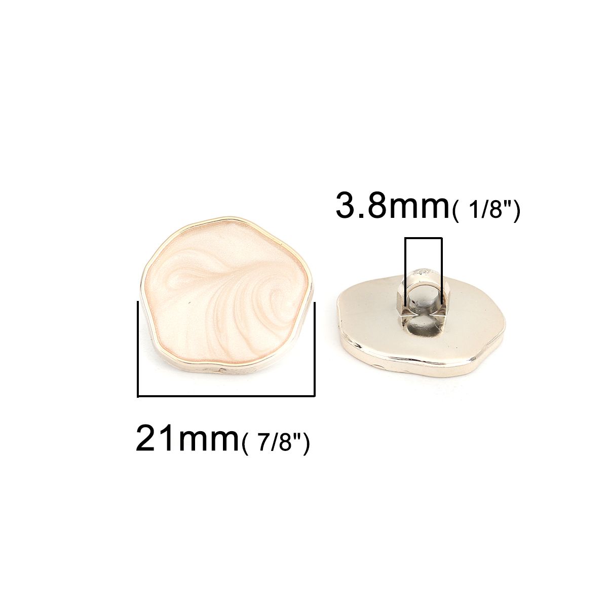Picture of ABS Sewing Shank Buttons Irregular Golden Off-white Enamel 21mm x 20mm, 10 PCs