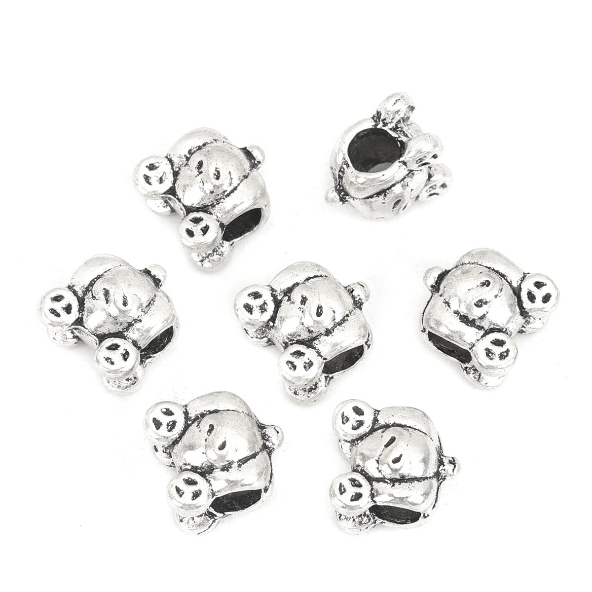 Picture of Zinc Based Alloy Halloween Beads Pumpkin Carriage Antique Silver Color About 12mm x 11mm, 10 PCs