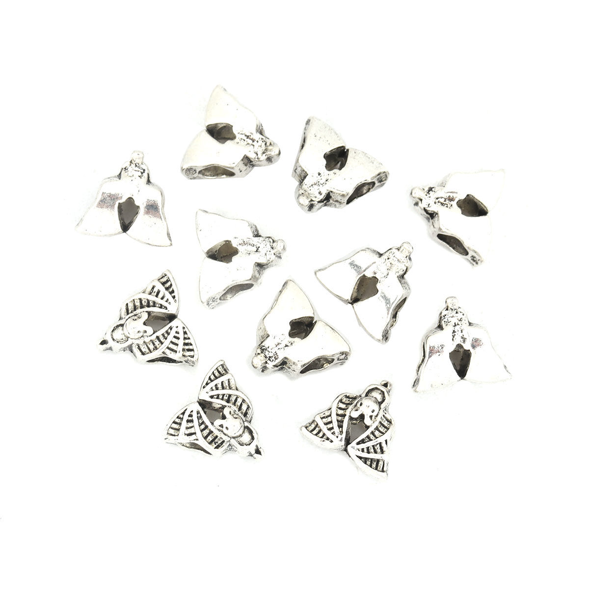 Picture of Zinc Based Alloy Beads Halloween Bat Animal Antique Silver Color About 13mm x 12mm, Hole: Approx 4.5mm, 40 PCs