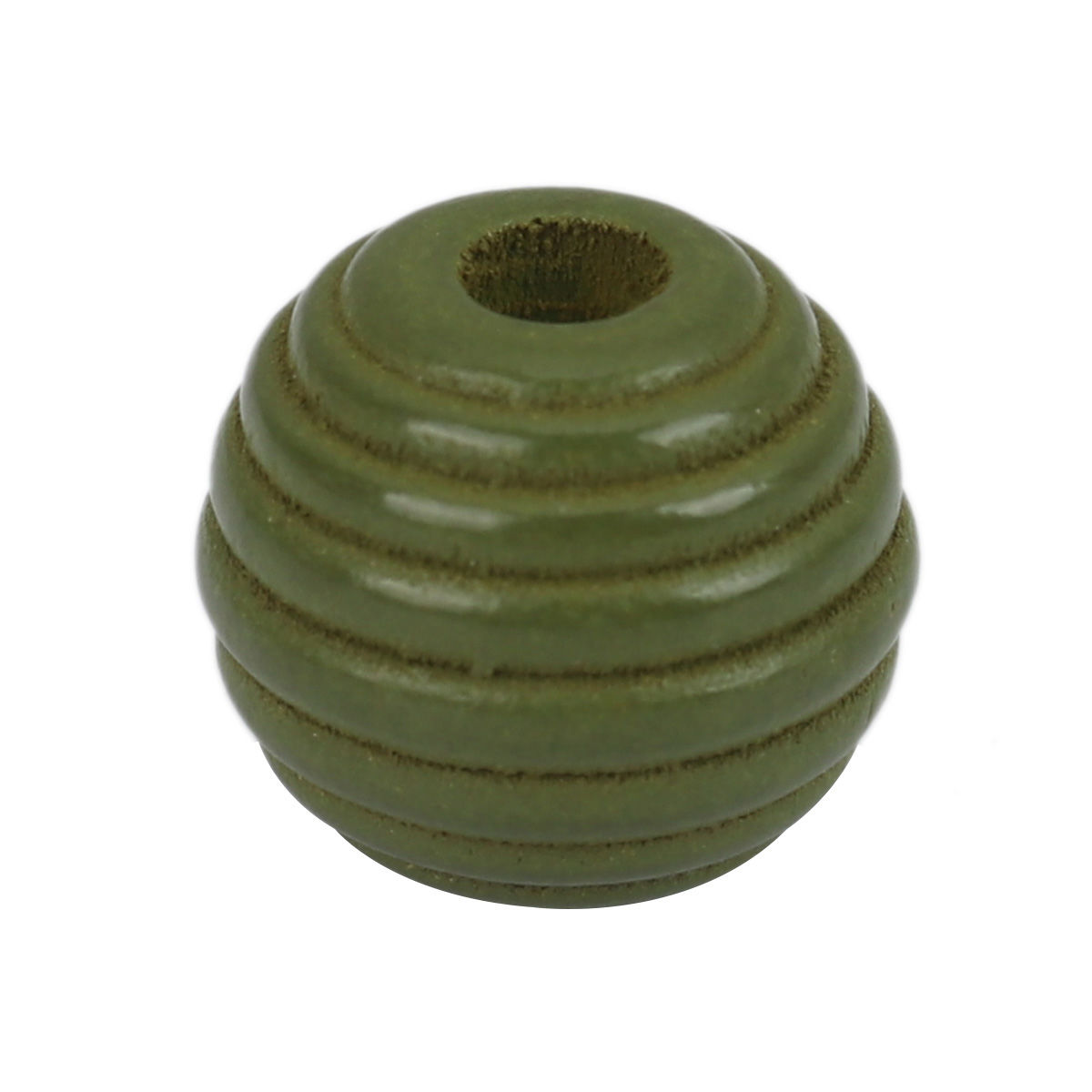 Picture of Natural Wood Spacer Beads Oval Army Green Stripe About 18mm x 17mm, Hole: Approx 3.7mm, 25 PCs