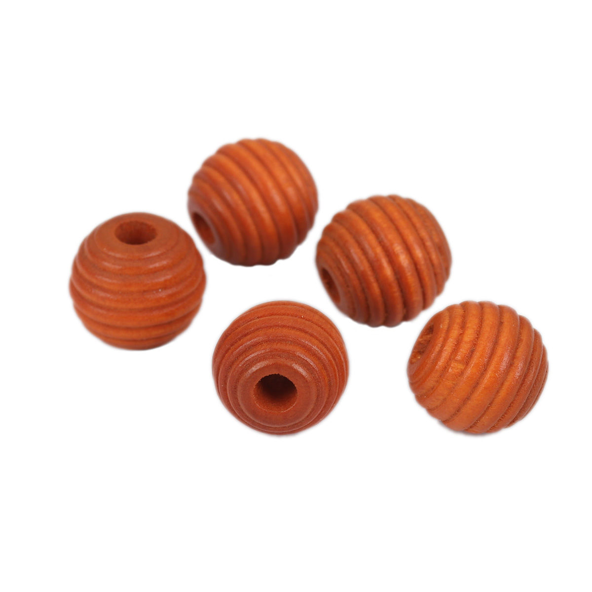 Picture of Natural Wood Spacer Beads Oval Brown Yellow Stripe About 18mm x 17mm, Hole: Approx 3.7mm, 25 PCs