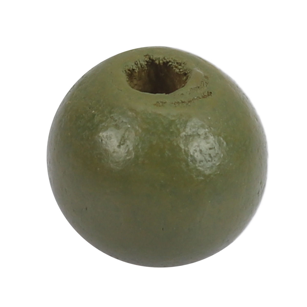 Imagen de Madera Espaciador Cuentas Ronda Verde del Ejército Aprox 10mm Dia, Agujero: Aprox 3.1mm, 200 Unidades