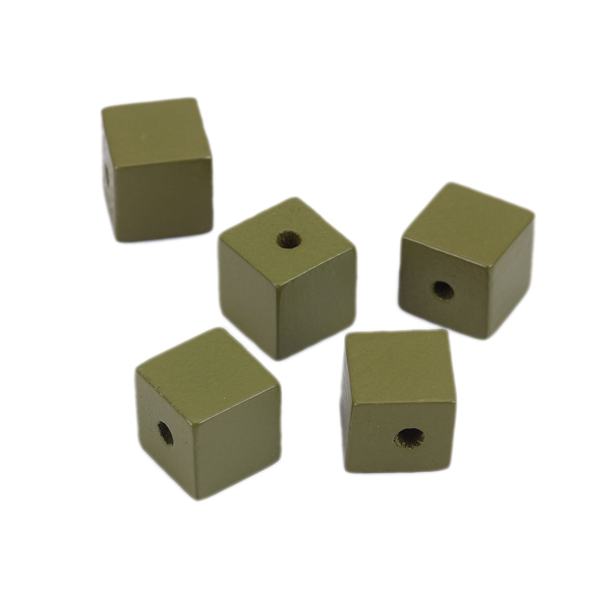 Picture of Natural Wood Spacer Beads Square Army Green About 15mm x 15mm, Hole: Approx 3.5mm, 25 PCs