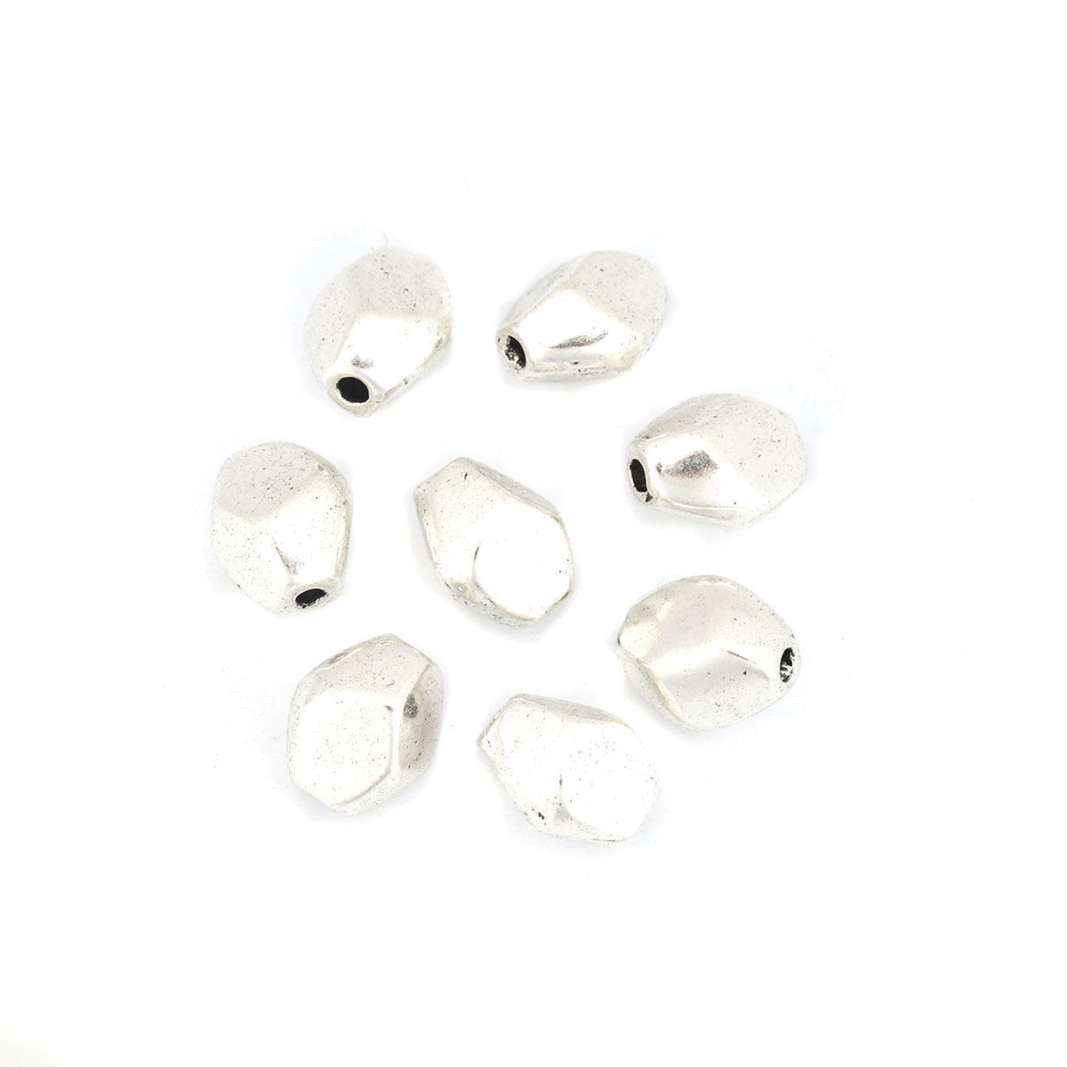 Picture of Zinc Based Alloy Beads Irregular Antique Silver Color About 10mm x 9mm, Hole: Approx 1.7mm, 50 PCs