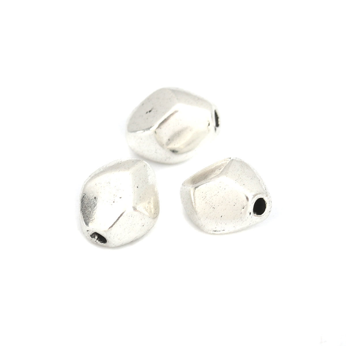Picture of Zinc Based Alloy Beads Irregular Antique Silver Color About 10mm x 9mm, Hole: Approx 1.7mm, 50 PCs