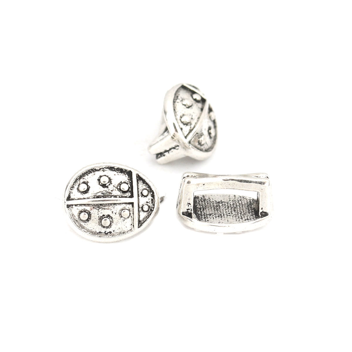 Picture of Zinc Based Alloy Slide Beads Ladybug Animal Antique Silver Color About 9mm x 8mm, Hole:Approx 6.2mm x 1.9mm 100 PCs