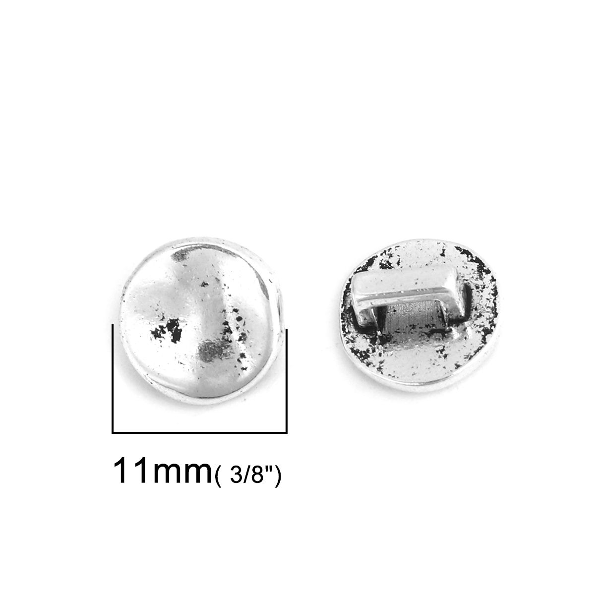 Picture of Zinc Based Alloy Slide Beads Round Antique Silver Color About 11mm Dia, Hole:Approx 4.2mm 90 PCs