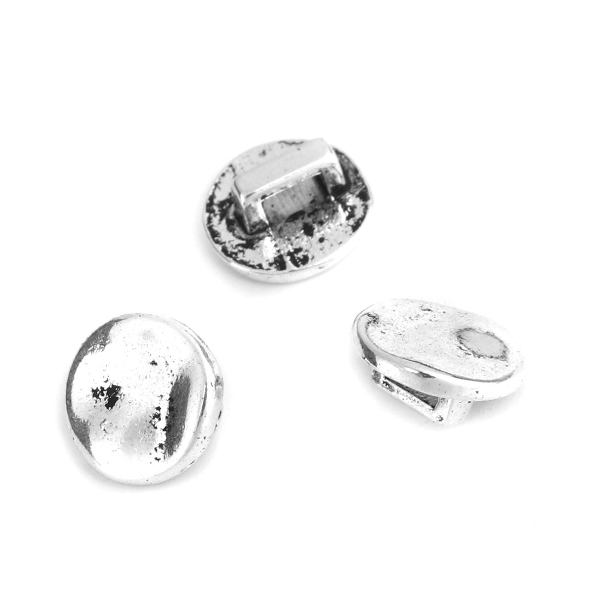 Picture of Zinc Based Alloy Slide Beads Round Antique Silver Color About 11mm Dia, Hole:Approx 4.2mm 90 PCs