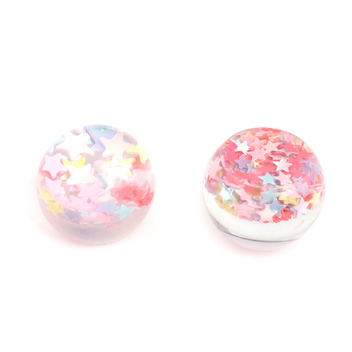 Изображение Смола Газоплотный Кабошон Cфера Прозрачный Звезда С узором Блестки 15мм x 13мм, 20 ШТ