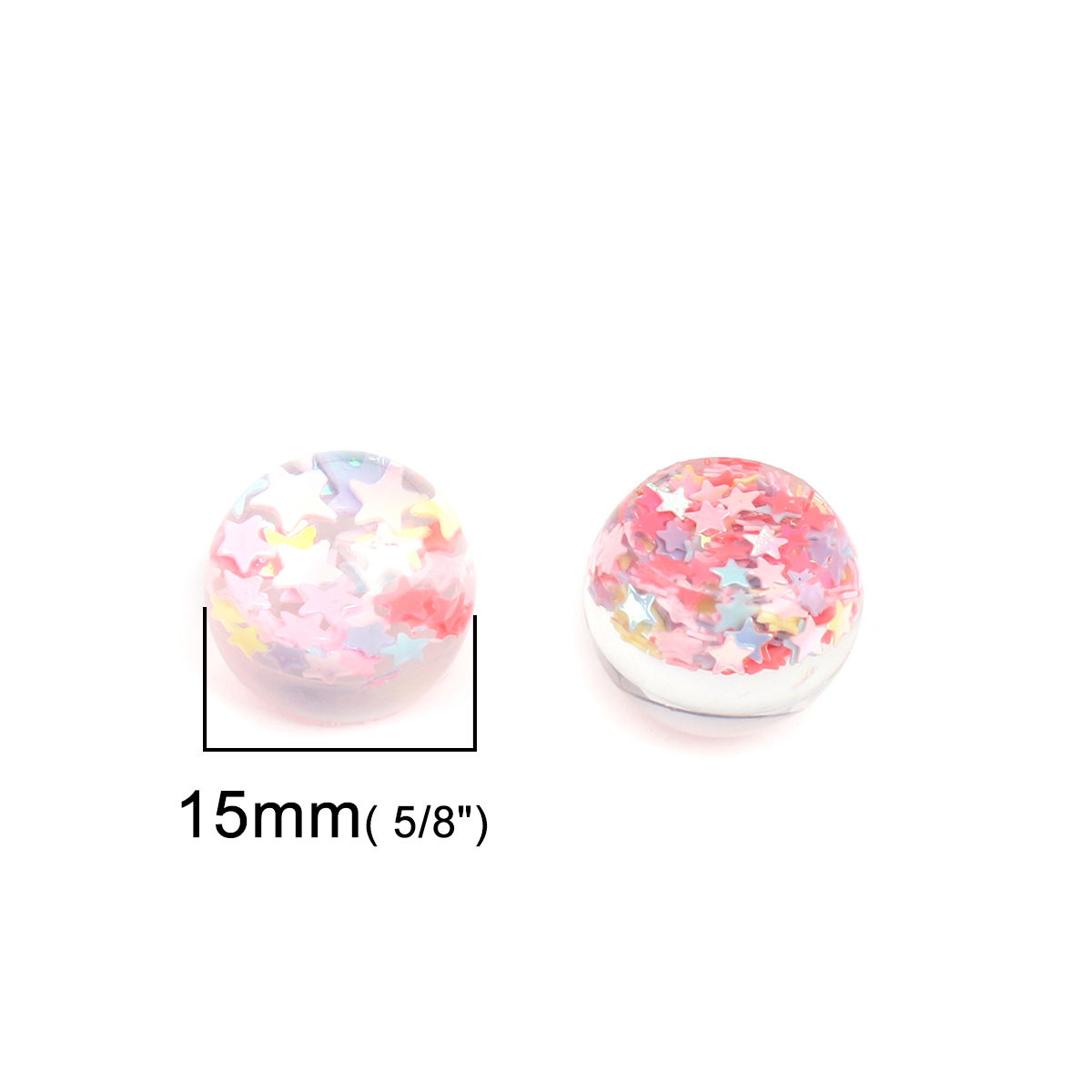 Изображение Смола Газоплотный Кабошон Cфера Прозрачный Звезда С узором Блестки 15мм x 13мм, 20 ШТ