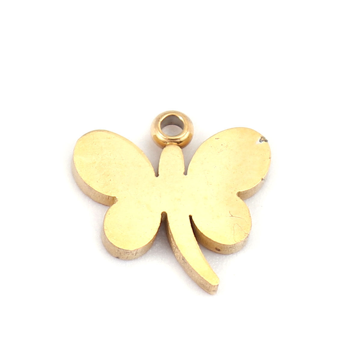 Picture of 304 Stainless Steel Insect Charms Butterfly Animal Gold Plated 9mm x 9mm, 5 PCs