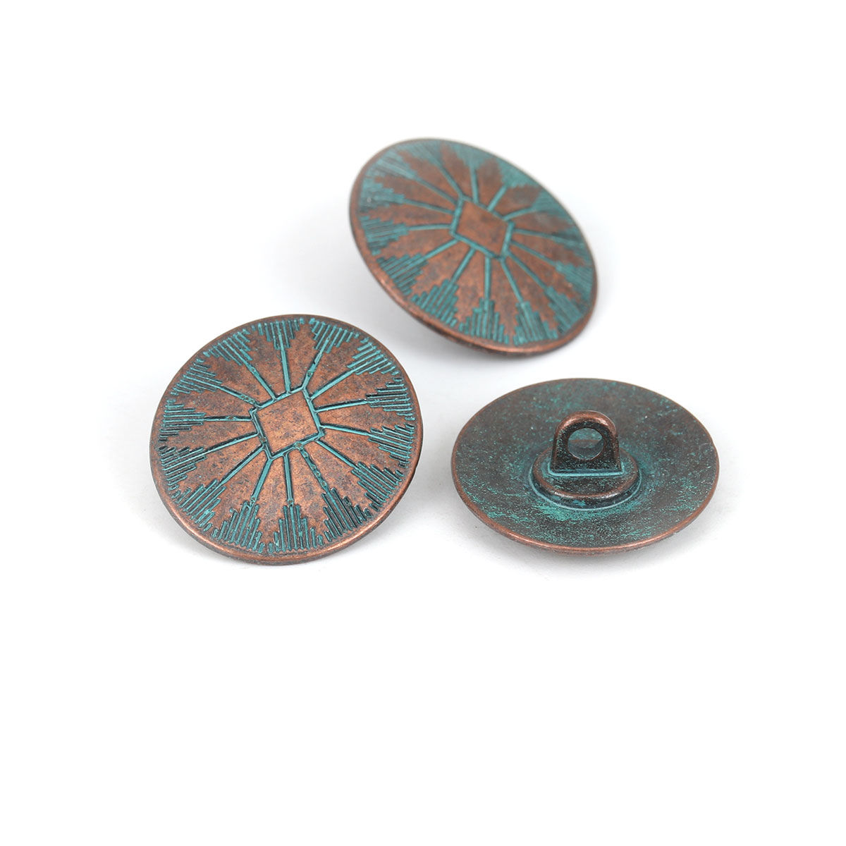 Picture of Zinc Based Alloy Metal Patina Sewing Shank Buttons Oval Antique Copper 25mm x 22mm, 10 PCs