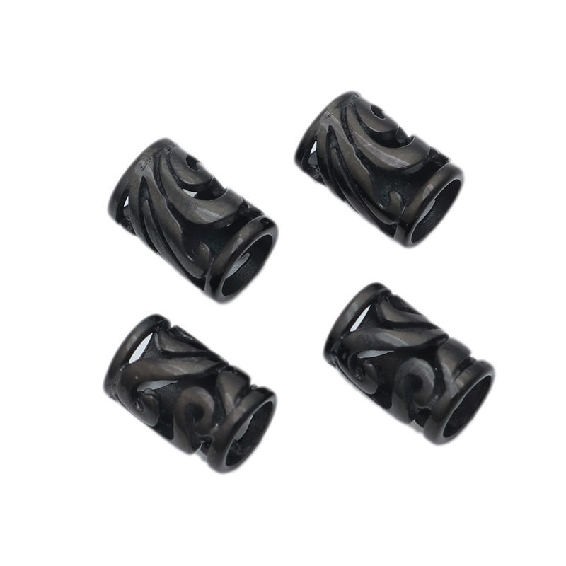 Picture of 1 Piece Eco-friendly PVD Vacuum Plating 304 Stainless Steel Beads For DIY Jewelry Making Gold Plated Cylinder Filigree 10mm x 7mm, Hole: Approx 5mm