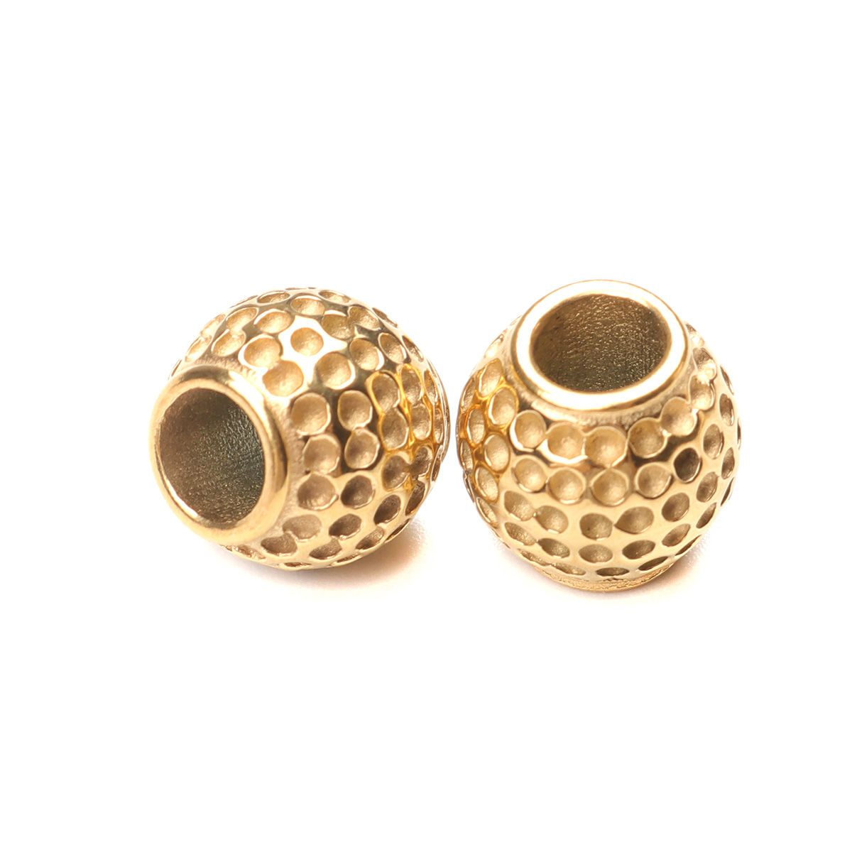 Imagen de 1 Unidad Recubrimiento al Vacío PVD Ecológico 304 Acero Inoxidable Cuentas Para Hacer Joyas De Bricolaje Chapado en Oro Barril (Apta ss2 Puntiagudo Fondo Rhinestone) 11mm Diámetro, Agujero: Aprox 5mm